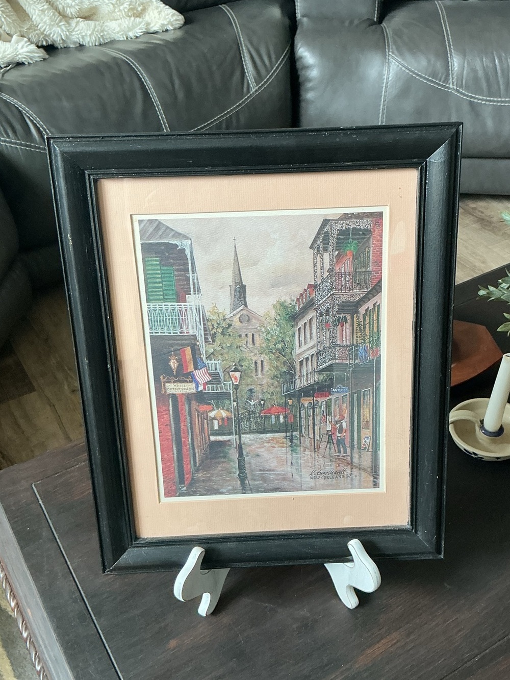 Vintage Framed Art Street Vieux Carre New Orleans Knut "Ken" Engelhardt